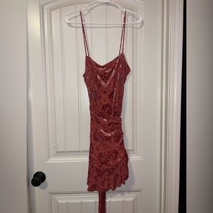 Free People Floral Mini Dress in Rose